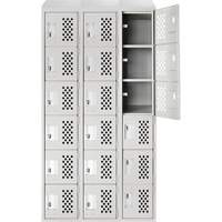 Assembled Lockerettes Clean Line Perforated Economy Lockers, 6 -tier, Bank of 3, 18" x 72" x 12", Steel Planification Entrepots Molloy