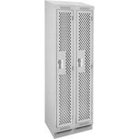 Clean Line Lockers, Bank of 2, 24" x 18" x 82", Steel, Grey, Rivet (Assembled), Perforated Planification Entrepots Molloy