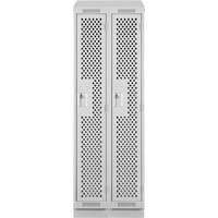 Clean Line Lockers, Bank of 2, 24" x 18" x 82", Steel, Grey, Rivet (Assembled), Perforated Planification Entrepots Molloy