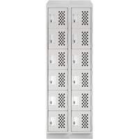 Assembled Lockerettes Clean Line Perforated Economy Lockers, 6 -tier, Bank of 2, 18" x 72" x 12", Steel Planification Entrepots Molloy