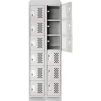 Assembled Lockerettes Clean Line Perforated Economy Lockers, 6 -tier, Bank of 2, 18" x 72" x 12", Steel Planification Entrepots Molloy