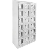 Assembled Lockerettes Clean Line Perforated Economy Lockers, 6 -tier, Bank of 3, 18" x 72" x 12", Steel Planification Entrepots Molloy