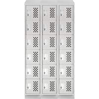 Assembled Lockerettes Clean Line Perforated Economy Lockers, 6 -tier, Bank of 3, 18" x 72" x 12", Steel Planification Entrepots Molloy