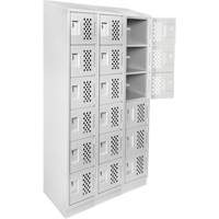 Assembled Lockerettes Clean Line Perforated Economy Lockers, 6 -tier, Bank of 3, 18" x 72" x 12", Steel Planification Entrepots Molloy