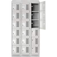 Assembled Lockerettes Clean Line Perforated Economy Lockers, 6 -tier, Bank of 3, 18" x 72" x 12", Steel Planification Entrepots Molloy