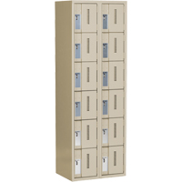 Concorde Heavy-Duty Lockers, 6 -tier, Bank of 2, 24" x 18" x 72", Steel, Beige, Welded (Assembled) Planification Entrepots Molloy