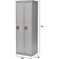 Lockers, Bank of 2, 24" x 18" x 72", Steel, Grey, Knocked Down Planification Entrepots Molloy