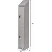 Lockers, 2 -tier, 12" x 18" x 82", Steel, Grey, Knocked Down Planification Entrepots Molloy