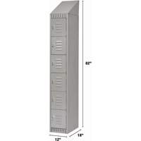 Lockers, 6 -tier, 12" x 18" x 82", Steel, Grey, Knocked Down Planification Entrepots Molloy