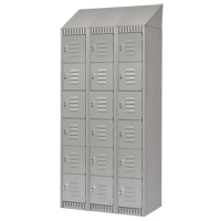 Lockers, 6 -tier, Bank of 3, 36" x 18" x 82", Steel, Grey, Knocked Down Planification Entrepots Molloy