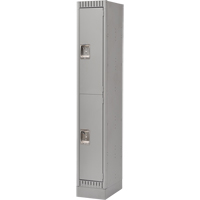 Lockers, 2 -tier, 12" x 18" x 76", Steel, Grey, Knocked Down Planification Entrepots Molloy
