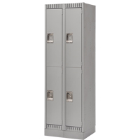 Lockers, 2 -tier, Bank of 2, 24" x 18" x 76", Steel, Grey, Knocked Down Planification Entrepots Molloy