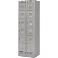 Lockers, 6 -tier, Bank of 2, 24" x 18" x 76", Steel, Grey, Knocked Down Planification Entrepots Molloy