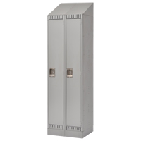 Lockers, Bank of 2, 24" x 18" x 86", Steel, Grey, Knocked Down Planification Entrepots Molloy