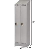 Lockers, Bank of 2, 24" x 18" x 86", Steel, Grey, Knocked Down Planification Entrepots Molloy