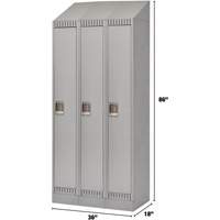 Lockers, Bank of 3, 36" x 18" x 86", Steel, Grey, Knocked Down Planification Entrepots Molloy