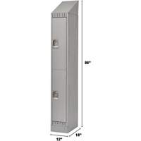 Lockers, 2 -tier, 12" x 18" x 86", Steel, Grey, Knocked Down Planification Entrepots Molloy