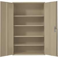 Armoire de rangement Hi-Boy tr&egrave;s large, Acier, 4 Tablettes, 72" h x 48" la x 24" P, Beige Planification Entrepots Molloy
