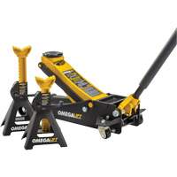 Magic Lift Service Jack & Jack Stands Combo Set, 3 Ton(s)/2.5 Ton(s) Capacity, 3-7/20" Lowered, 19-3/10" Raised, Manual Hydraulic Planification Entrepots Molloy