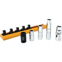 Chrome Finish Socket Set with Rail, 5 Pieces, 1/4" Drive Size Planification Entrepots Molloy