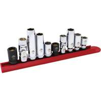Chrome Finish Socket Set with Rail, 10 Pieces, 1/4"/3/8" Drive Size Planification Entrepots Molloy