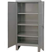 Extra Heavy-Duty Cabinet, Steel, 3 Shelves, 66" H x 36" W x 24" D, Grey Planification Entrepots Molloy
