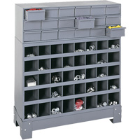 Unité de stockage modulaire pour petites pièces, Acier, 18 tiroirs, 33-3/4" x 12-1/4" x 40-1/2", Gris FN374 | Planification Entrepots Molloy