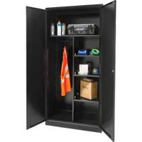 Armoire de rangement combin&eacute;e, 36" la x 18" p x 72" h, Noir Planification Entrepots Molloy