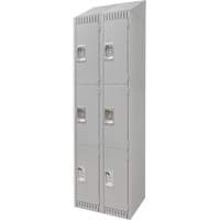 Lockers, 3 -tier, Bank of 2, 24" x 18" x 82", Steel, Grey, Knocked Down FN665 | Planification Entrepots Molloy