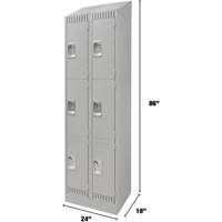 Casiers, 3 niveaux, Bloc de 2, 24" x 18" x 86", Acier, Gris, D&eacute;mont&eacute; Planification Entrepots Molloy