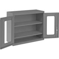 Armoire de rangement murale avec portes transparentes, 26-15/16" h x 29-7/8" la x 13-11/16" p, 2 tablettes, Acier, Gris Planification Entrepots Molloy
