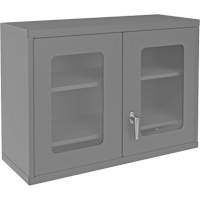 Armoire de rangement murale avec portes transparentes, 26-15/16" h x 35-7/8" la x 13-11/16" p, 2 tablettes, Acier, Gris Planification Entrepots Molloy