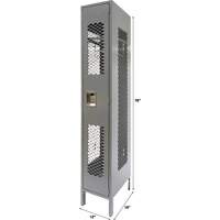 Vented Lockers, 12" x 18" x 78", Steel, Grey, Knocked Down, Perforated Planification Entrepots Molloy