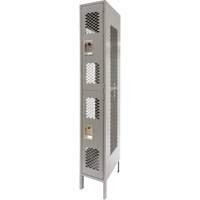 Vented Lockers, 2 -tier, 12" x 18" x 78", Steel, Grey, Knocked Down, Perforated Planification Entrepots Molloy