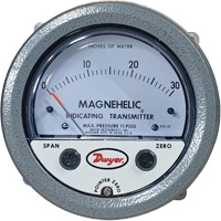 Manom&egrave;tre diff&eacute;rentiel et &eacute;metteur de signalisation de s&eacute;rie 605 Magnehelic,  4", 0 - 30 po en c.e., Fixation sur panneau, Analogique Planification Entrepots Molloy