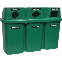Contenants de recyclage Bullseye, Bord de rue, Plastique, 3 x 22 gal. US Planification Entrepots Molloy