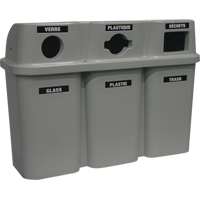 Contenants de recyclage Bullseye, Bord de rue, Plastique, 3 x 22 gal. US Planification Entrepots Molloy