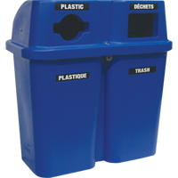 Contenants de recyclage Bullseye, Bord de rue, Plastique, 2 x 22 gal. US Planification Entrepots Molloy