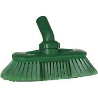Angle-Adjustable Water-Fed Washing Brush, Soft Bristles, 9-1/4" Long, Green Planification Entrepots Molloy