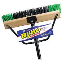 Ryno Push Broom with Braced Handle, 18", Stiff, PVC Bristles JN064 | Planification Entrepots Molloy