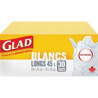 Sacs &agrave; ordures hauts 45 L sans parfum, R&eacute;gulier, 24" la x 28" lo, Blanc Planification Entrepots Molloy
