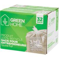Sacs &agrave; ordures Green Home, Fort, 33" la x 48" lo, 3 mils, Transparent, Capacit&eacute; 159 L (42 gal.) Planification Entrepots Molloy