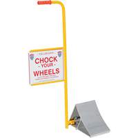 Wheel Chock with Handle & Sign, 7" W x 11-7/8" D x 7-11/16" H KI285 | Planification Entrepots Molloy