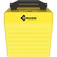 Cale de roue ultra-robuste pour l'exploitation mini&egrave;re Checkers Safety, PEHD, Jaune, 14-1/2" la x 17-1/2" p x 16" h Planification Entrepots Molloy