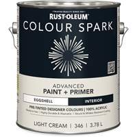 Peinture int&eacute;rieure pr&eacute;teint&eacute;e + appr&ecirc;t mural Colour Spark, Coton blanc, Semi-brillant, 3,78 L, Gallon Planification Entrepots Molloy