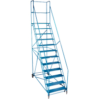 CSA-Certified Rolling Step Ladder with Locking Step, 12 Steps, 30" Step Width, 109" Platform Height, Steel Planification Entrepots Molloy