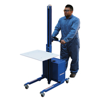 Quick Lift Platform Stacker, Electric Operated, 175 lbs. Capacity, 57" Max Lift Planification Entrepots Molloy
