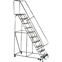 Lockstep Rolling Ladders, 5 Steps, 24" Step Width, 50" Platform Height, Stainless Steel Planification Entrepots Molloy