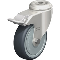 Roulette en &eacute;lastom&egrave;re thermoplastique acier inoxydable, Pivotant avec frein, Diam&egrave;tre 4" (102 mm), Capacit&eacute; 240 lb (108 kg) Planification Entrepots Molloy