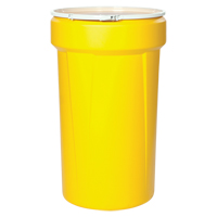 Nestable Polyethylene Drum, 55 US gal (45 imp. gal.), Open Top, Yellow MO765 | Planification Entrepots Molloy